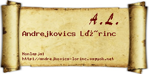 Andrejkovics Lőrinc névjegykártya